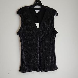 Calvin Klein Shimmering Black V-Neck Blouse